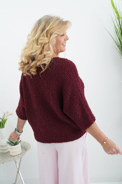 Stilvoller Pullover in edlem Bordeaux (38-42/44)