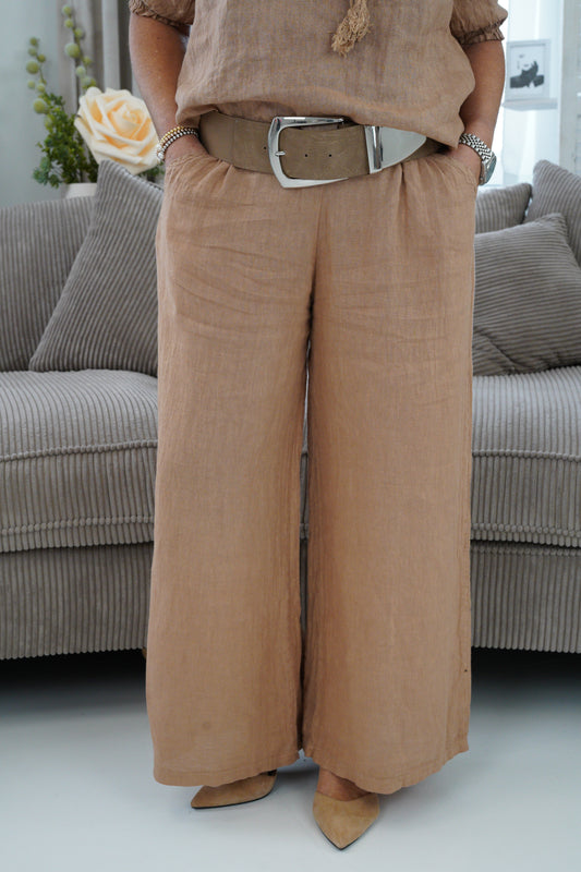 Leinen Hose in Camel (38-42+)