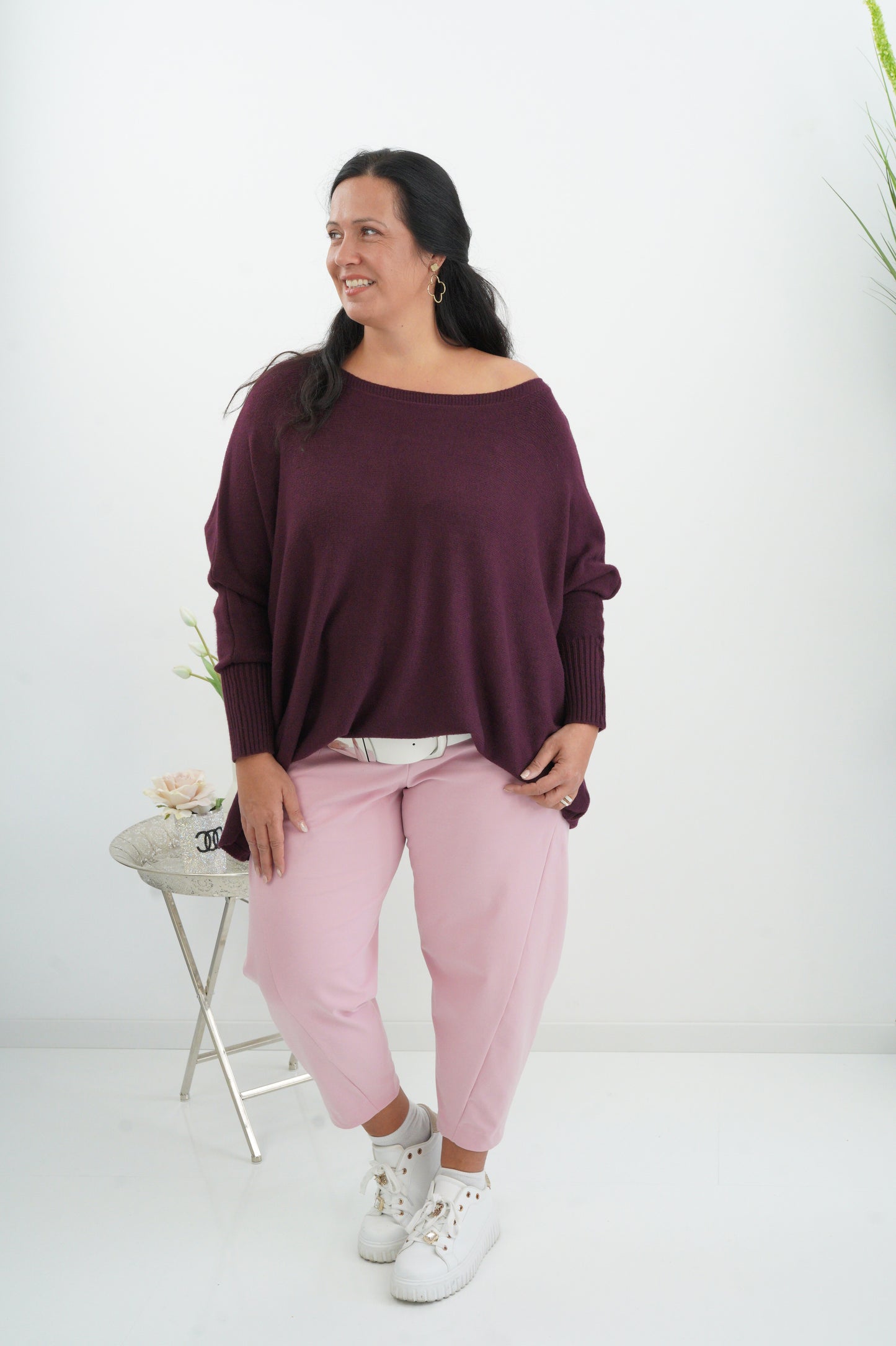 Lässiger Oversize-Pullover in Bordeaux (38-48)