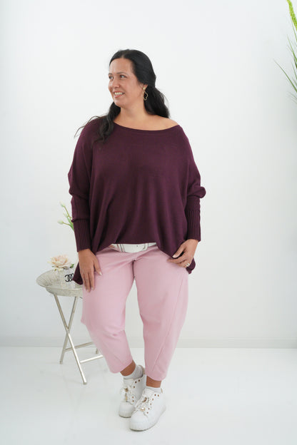 Lässiger Oversize-Pullover in Bordeaux (38-48)