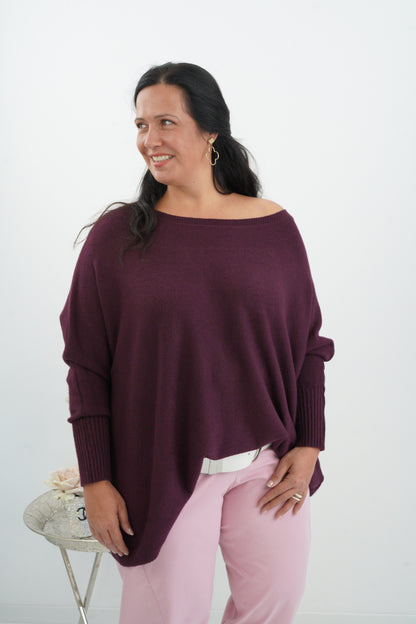 Lässiger Oversize-Pullover in Bordeaux (38-48)