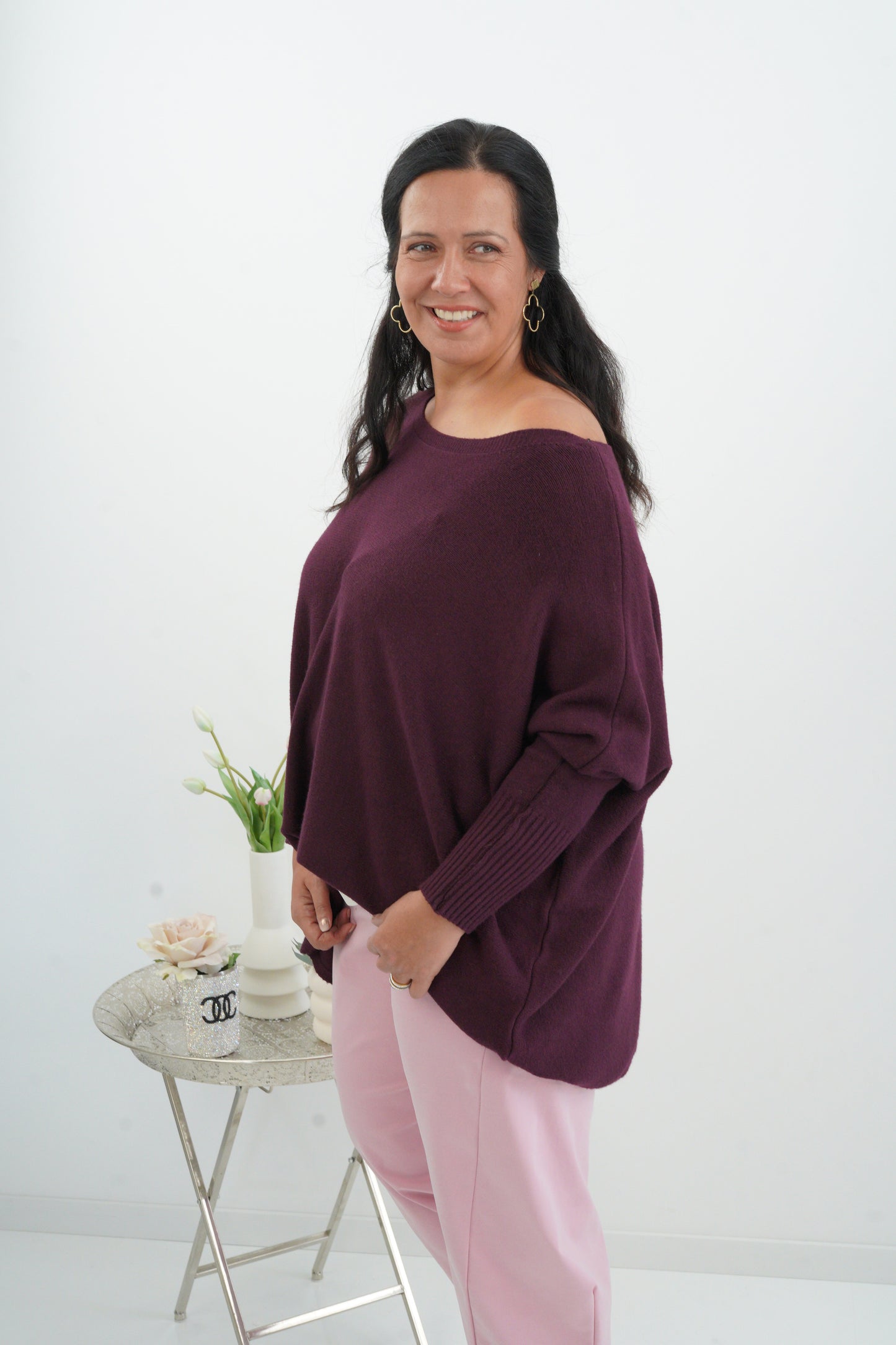 Lässiger Oversize-Pullover in Bordeaux (38-48)
