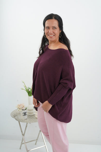 Lässiger Oversize-Pullover in Bordeaux (38-48)