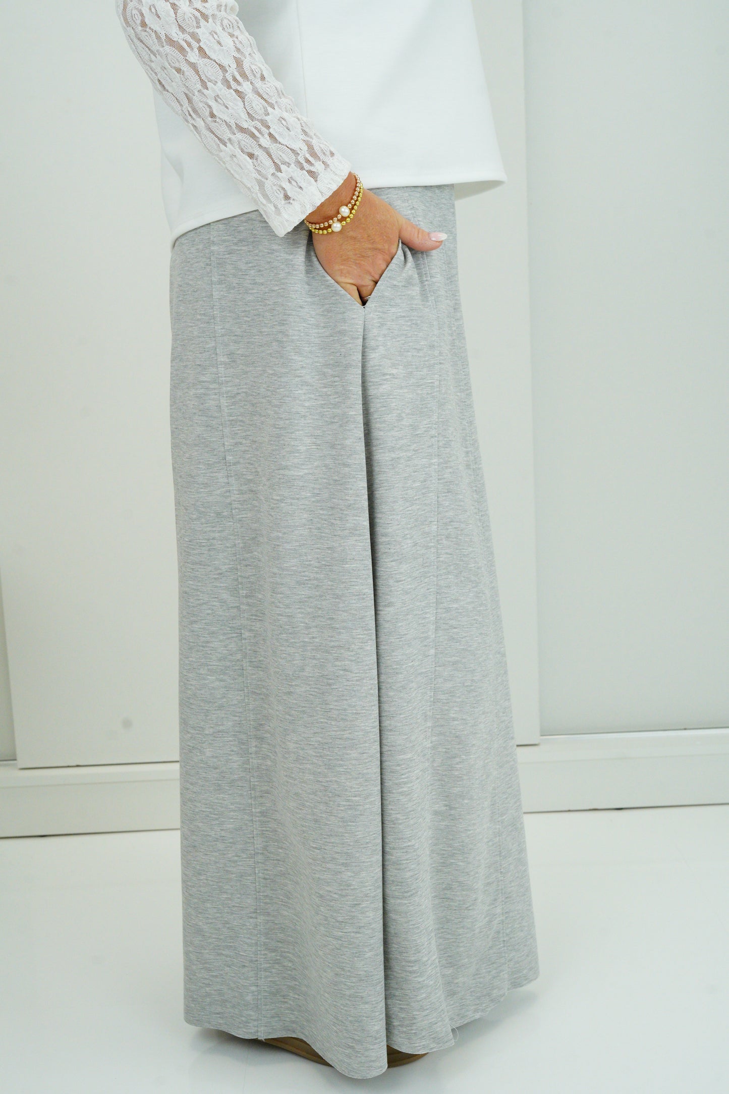 Palazzo Hose in Hellgrau meliert (38-42+)