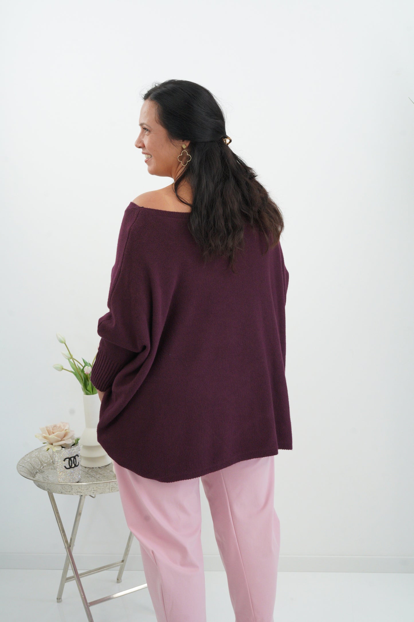 Lässiger Oversize-Pullover in Bordeaux (38-48)