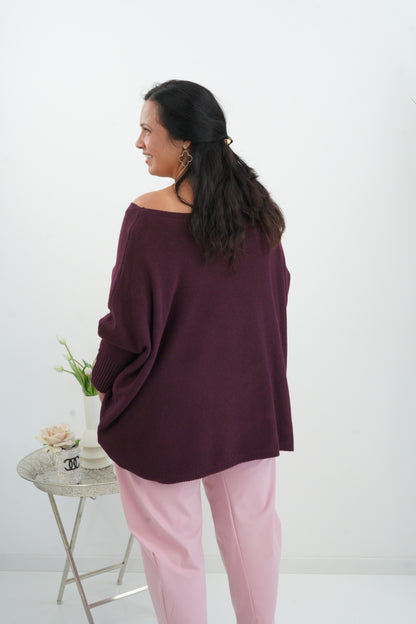 Lässiger Oversize-Pullover in Bordeaux (38-48)