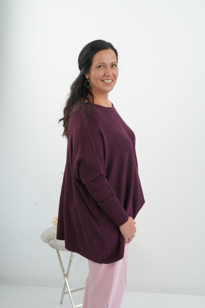 Lässiger Oversize-Pullover in Bordeaux (38-48)