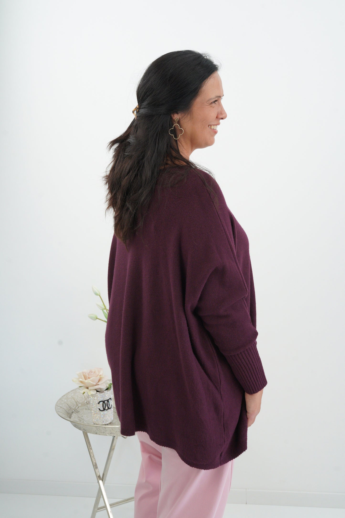 Lässiger Oversize-Pullover in Bordeaux (38-48)