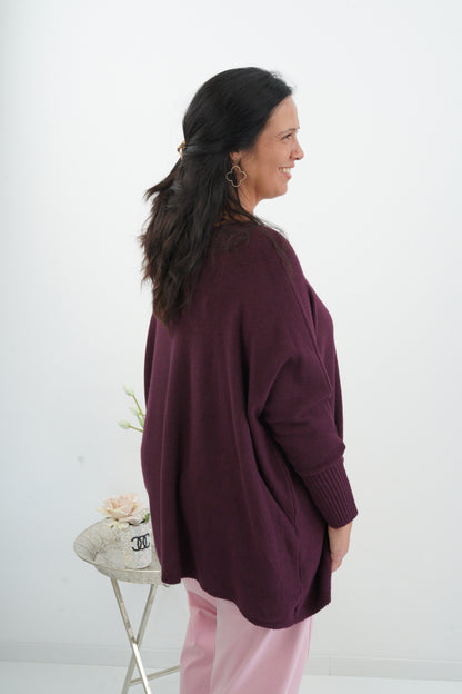 Lässiger Oversize-Pullover in Bordeaux (38-48)
