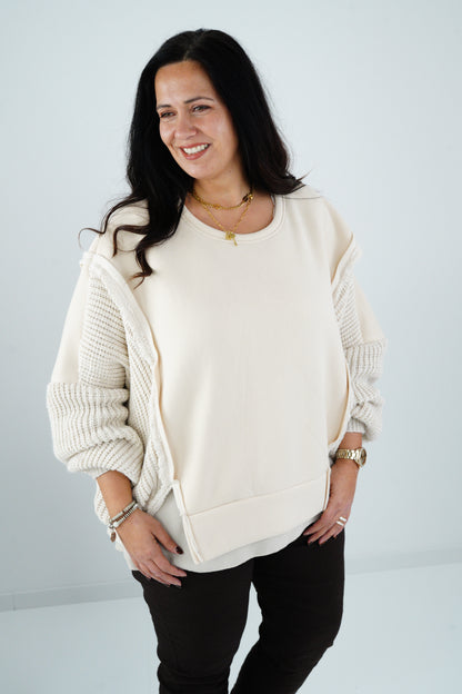 Sweatshirt in Beige (40-46-Oversize)