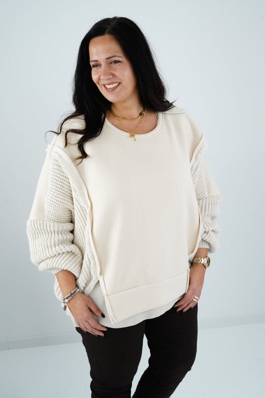 Sweatshirt in Beige (40-46-Oversize)