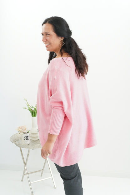 Lässiger Oversize-Pullover in Rosa (38-48)