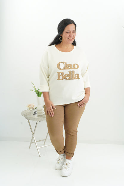 Lässiges Sweatshirt in Ecru-Creme (40-44)