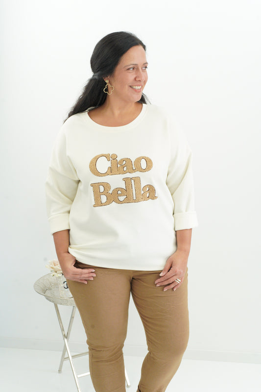 Lässiges Sweatshirt in Ecru-Creme (40-44)