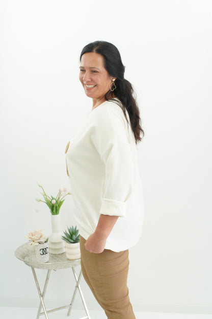 Lässiges Sweatshirt in Ecru-Creme (40-44)