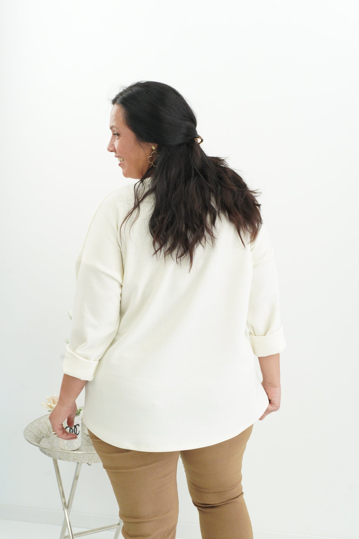 Lässiges Sweatshirt in Ecru-Creme (40-44)