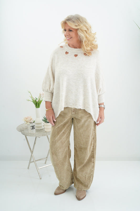 Lässiger Oversize-Pullover in Beige (38-46)
