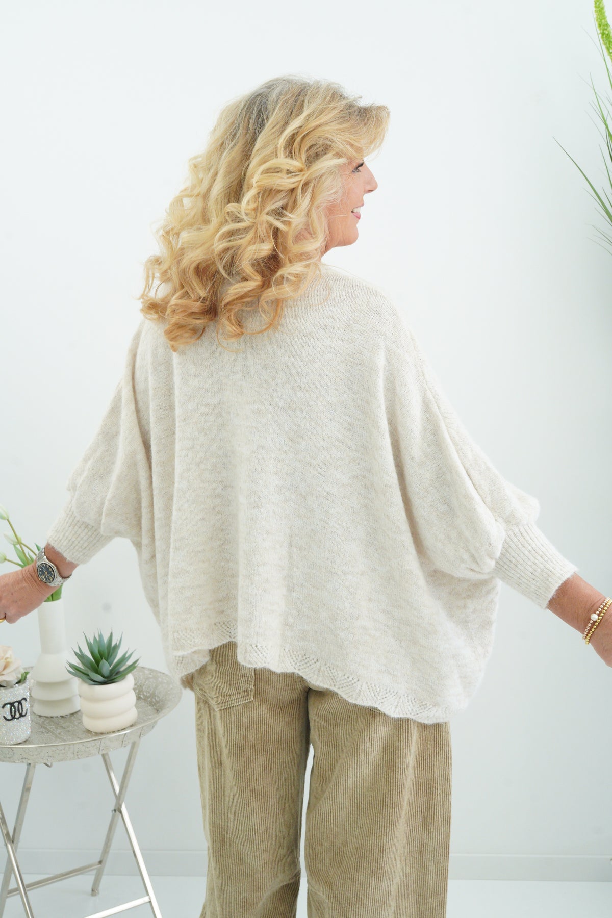 Lässiger Oversize-Pullover in Beige (38-46)