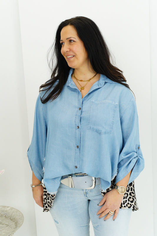 Bluse in Jeans-Leo (42-46)