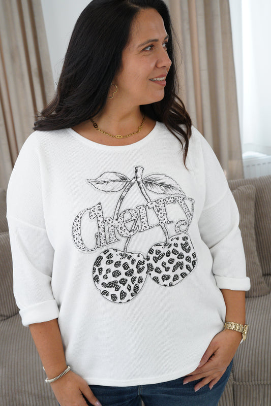 Chenille-Shirt in Weiß (42-46)
