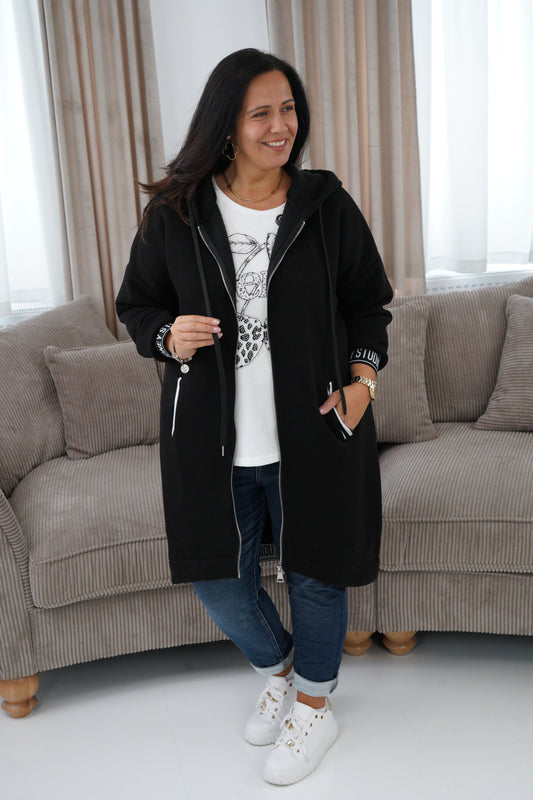 Sweatshirt-Jacke in Schwarz (40-44)