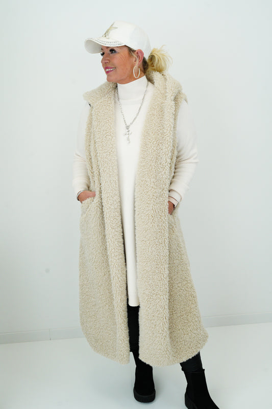 Plüsch Weste in Beige (40-44)