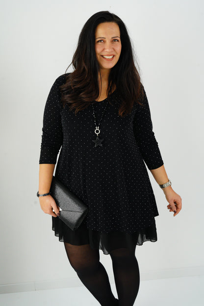 Kleid in Schwarz mit Strass (38-42+)