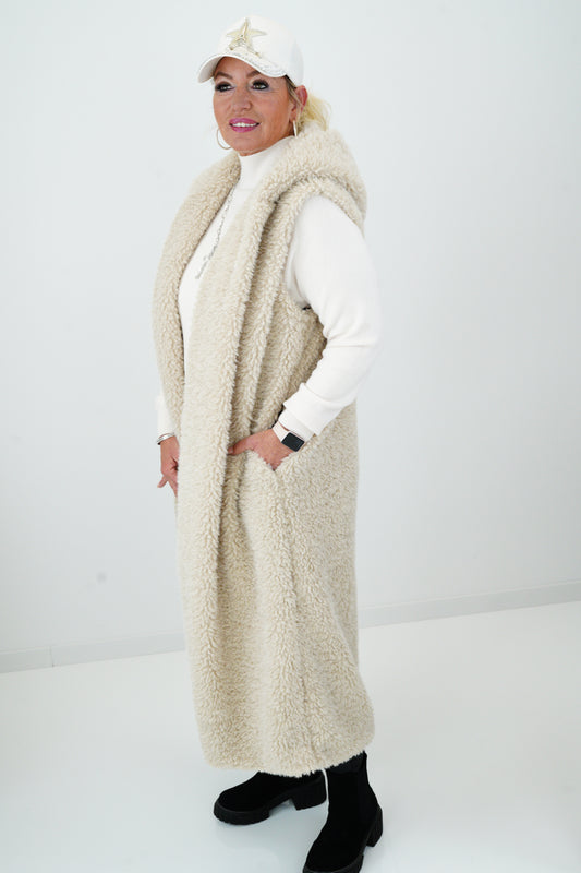 Plüsch Weste in Beige (40-44)