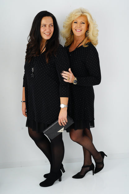 Kleid in Schwarz mit Strass (38-42+)