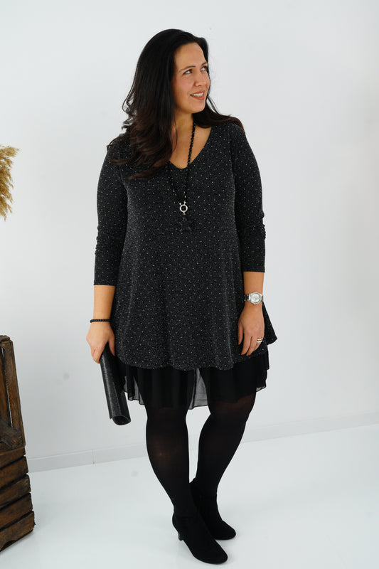 Kleid in Schwarz mit Glitzer (38-42+)
