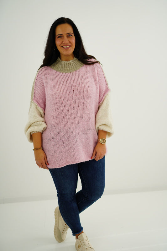 Strickpullover "Olivia" (42-46) beige-rose