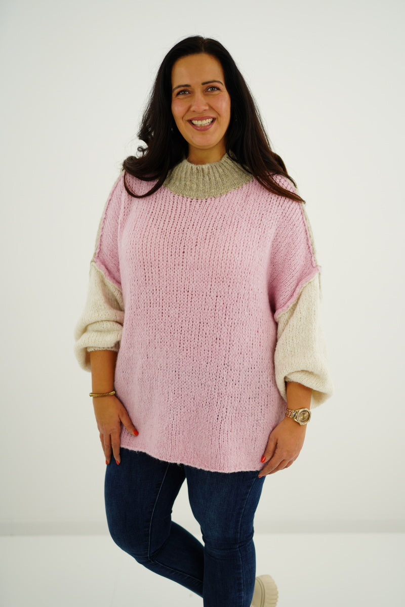 Strickpullover "Olivia" (42-46) beige-rose