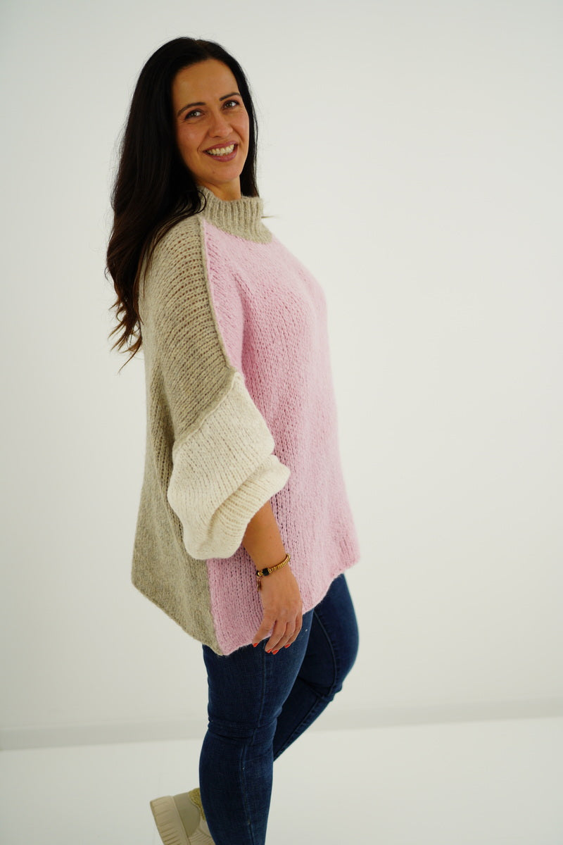 Strickpullover "Olivia" (42-46) beige-rose