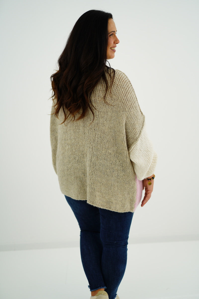 Strickpullover "Olivia" (42-46) beige-rose