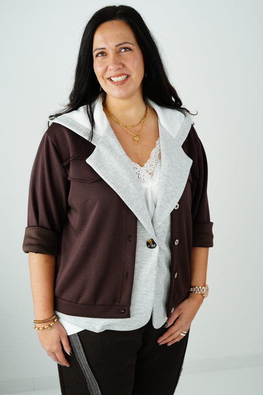 Blouson in Chocolate mit Grau (40-44)