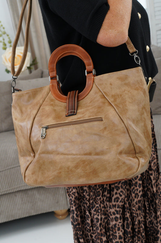 Tasche Groß in Beige-Cognac (One-Size)