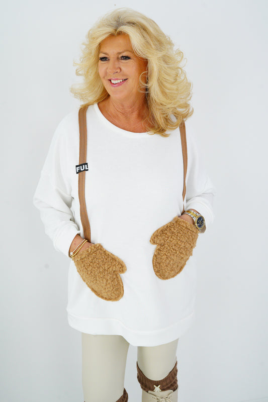 Sweatshirt in Off-White (38-46) Oversize