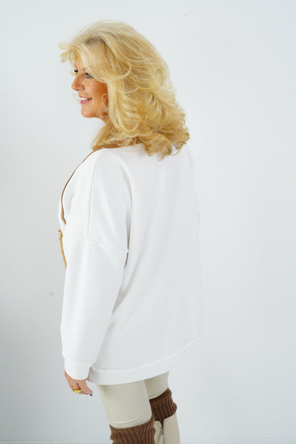 Sweatshirt in Off-White (38-46) Oversize