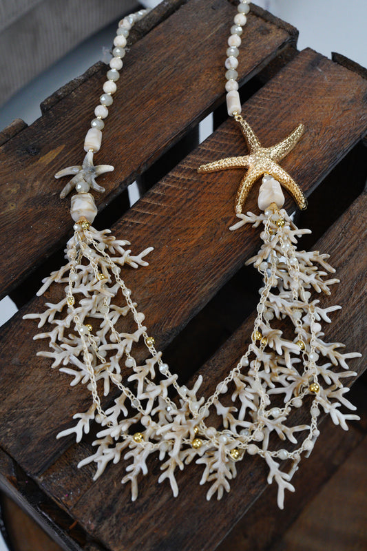 Kette Seestern in beige