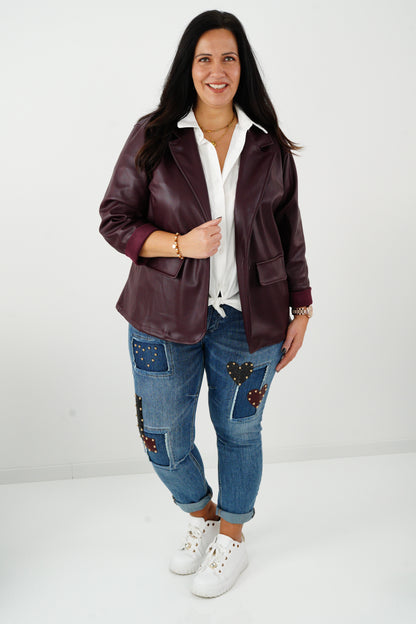Kunstleder Blazer in Bordeaux  (42-44)