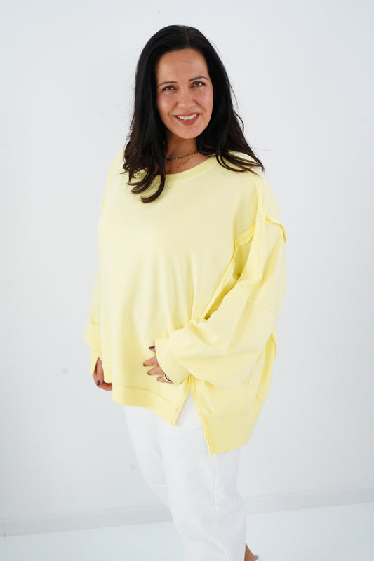 Sweatshirt in Gelb (38-48) Oversize