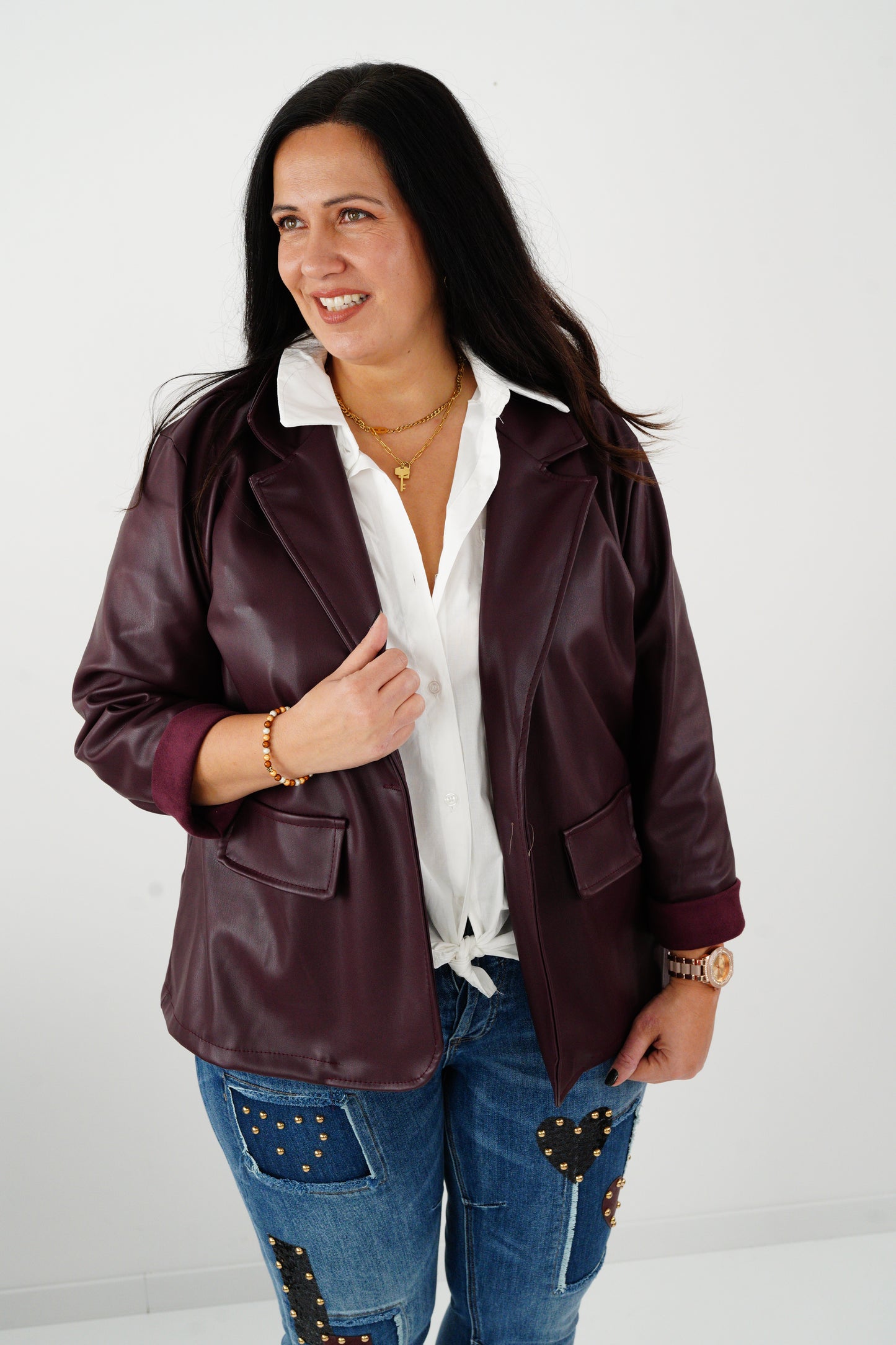 Kunstleder Blazer in Bordeaux  (42-44)