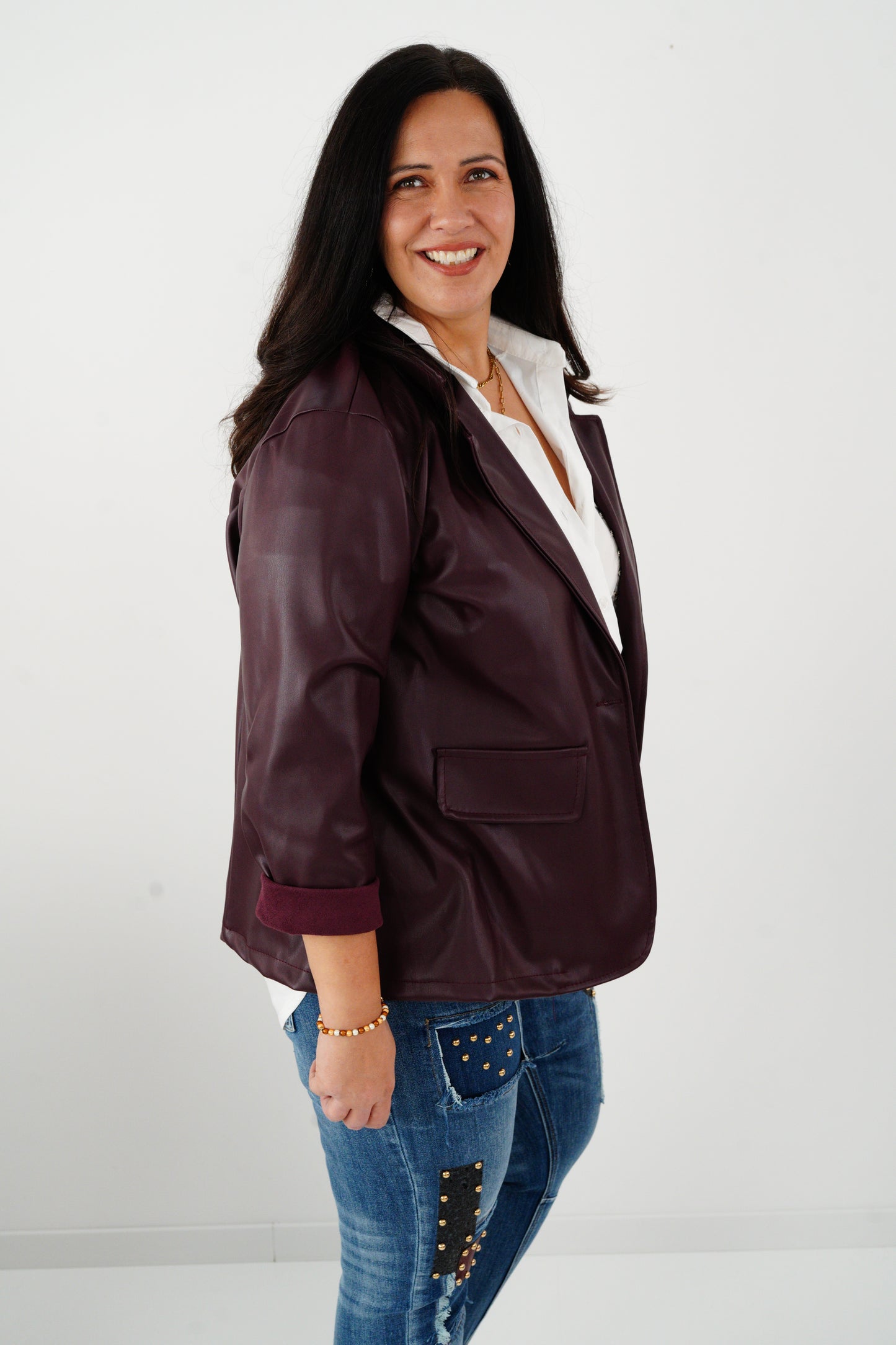 Kunstleder Blazer in Bordeaux  (42-44)