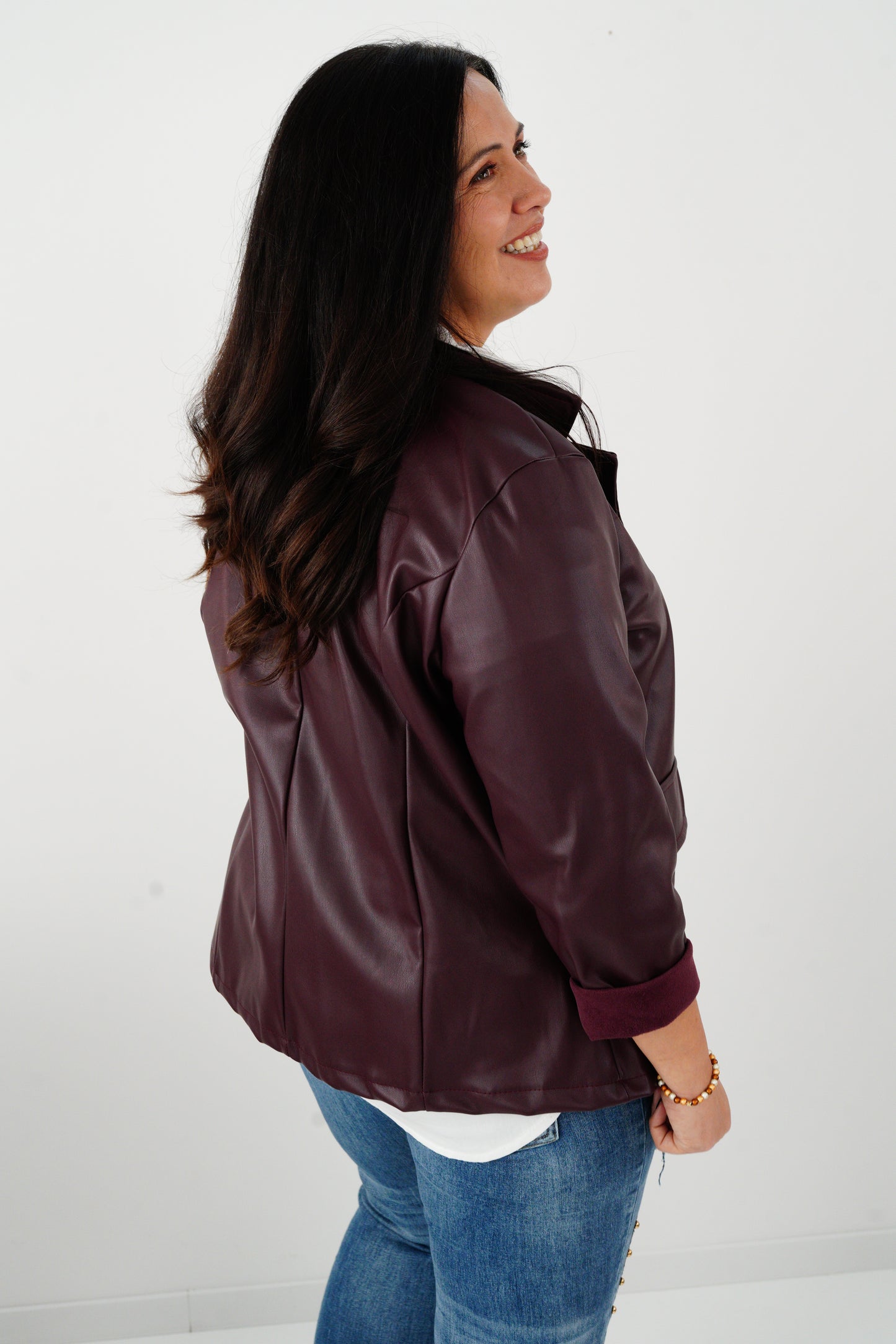 Kunstleder Blazer in Bordeaux  (42-44)