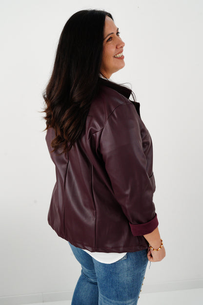 Kunstleder Blazer in Bordeaux  (42-44)
