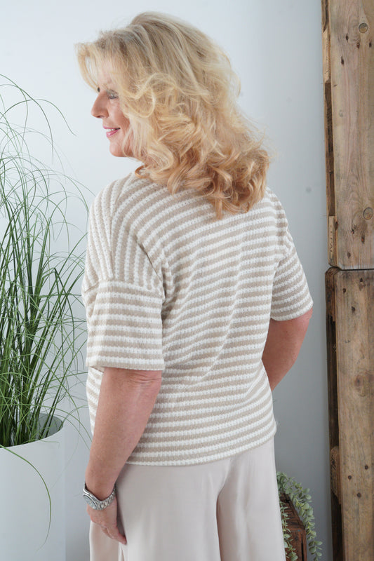 T-Shirt in Creme-Taupe (38-42)