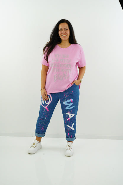 Joggpant "No" (44-48) jeansblau