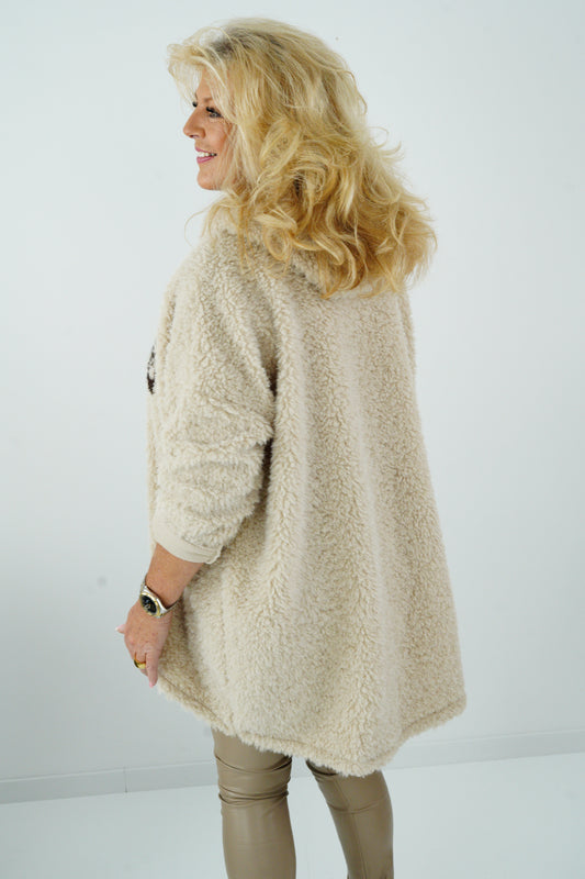 Long Hoodie in Beige (38-46 Oversize)