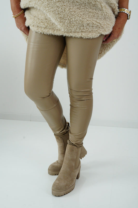 Kunstleder Leggings in Beige (36-46)