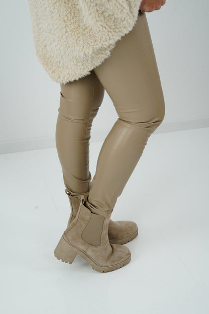 Kunstleder Leggings in Beige (36-46)